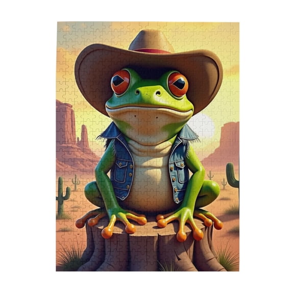 500 Piece Cowboy Frog Jigsaw Puzzle For Adults – Fun & Challenging Adult Puzzle Game Unique Artwork Great Gift Idea Home Decor