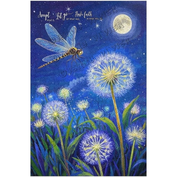 500 Piece Dandelion Uplifting Quote Jigsaw Puzzle for Adults, Fresh Floral Design, Mindful Relaxing Game, Positive Home Decor, Encouraging All-Occasion Gift