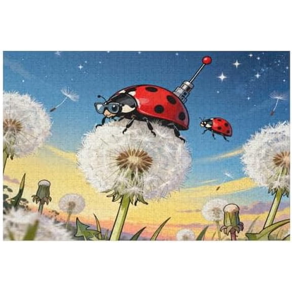 500 Piece Dandelion and Ladybug Stunning Artwork Puzzle for Adults – Hard Challenging, DIY Home Decor, Interactive Family Game, Fun Activity