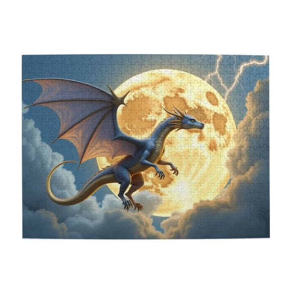 500 Piece Dragon Under The Moon Jigsaw Puzzle For Adults Challenging & Fun Adult Puzzle Game, Beautiful Fantasy Artwork, Great Gift Idea, HighQuality Pieces
