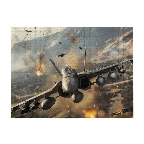 500 Piece Dynamic Fighter Jet Air Combat Jigsaw Puzzle For Adults – Challenging Brain Exercise, Relaxing Wooden Game, Great Gift Idea & Home Decor