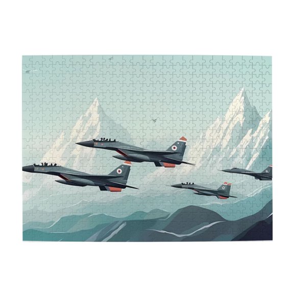 500 Piece Dynamic Fighter Jet Jigsaw Puzzle For Adults – Artistic Mountain Flight Artwork, Challenging Wooden Game, Relaxing Brain Exercise, Great Gift & Home Decor