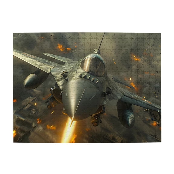 500 Piece Dynamic Fighter Jet Jigsaw Puzzle For Adults – Intense Aerial Combat Artwork, Challenging Wooden Brain Exercise, Relaxing Stress Relief Activity, Unique Home Decor Gift Idea