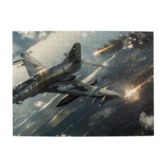 500 Piece Dynamic Fighter Jet Jigsaw Puzzle For Adults – Intense Air Combat Theme, Challenging Wooden Game, Relaxing Brain Exercise & Unique Home Decor Gift