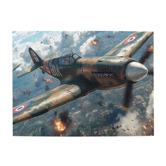500 Piece Dynamic WWII Fighter Plane Jigsaw Puzzle For Adults Intense Aerial Combat Artwork, Challenging Brain Game, Relaxing Stress Relief, Great Gift Idea & Home Wall Decor