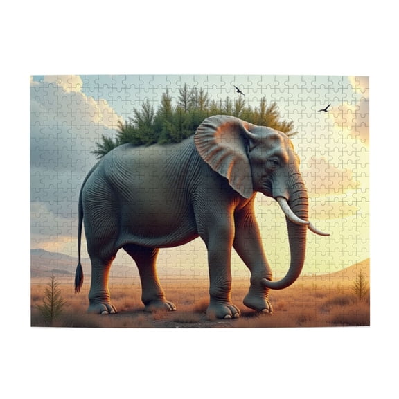 500 Piece Elephant With Trees Jigsaw Puzzle For Adults – Relaxing & Challenging Adult Puzzle – Unique Artwork, Great Gift Idea – HighQuality Pieces