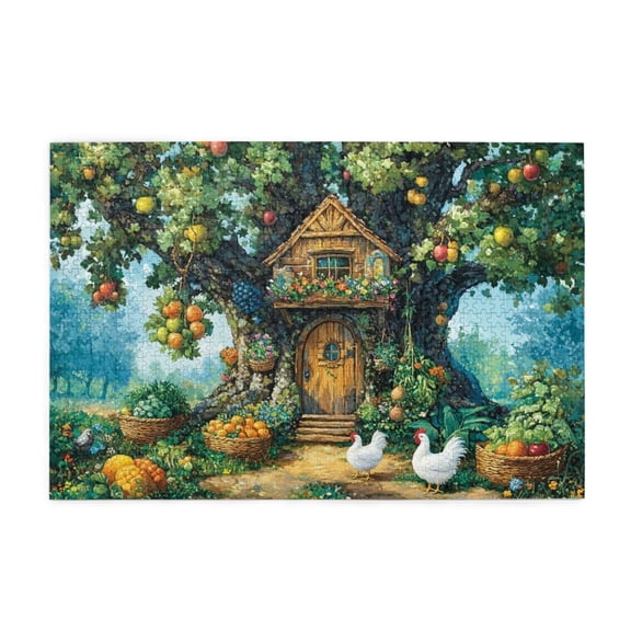 500 Piece Enchanted Treehouse Fruit Garden Jigsaw Puzzle For Adults – Vibrant Artistic Design, Interlocking, Challenging & Relaxing Mental Workout, Home Decor Gift