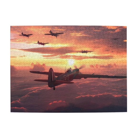 500 Piece Epic WWII Fighter Plane Sunset Jigsaw Puzzle For Adults – Captivating & Challenging Brain Workout, Vibrant Cloudscape Artwork, Ideal Gift For Aviation Enthusiasts & Decor