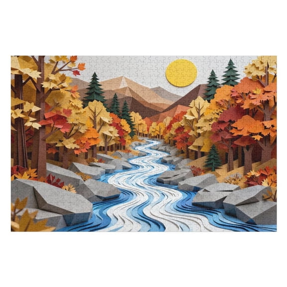 500 Piece Fall Landscape Autumn Forest Puzzle for Adults – Scenic Nature Artwork, Challenging Interlocking Pieces