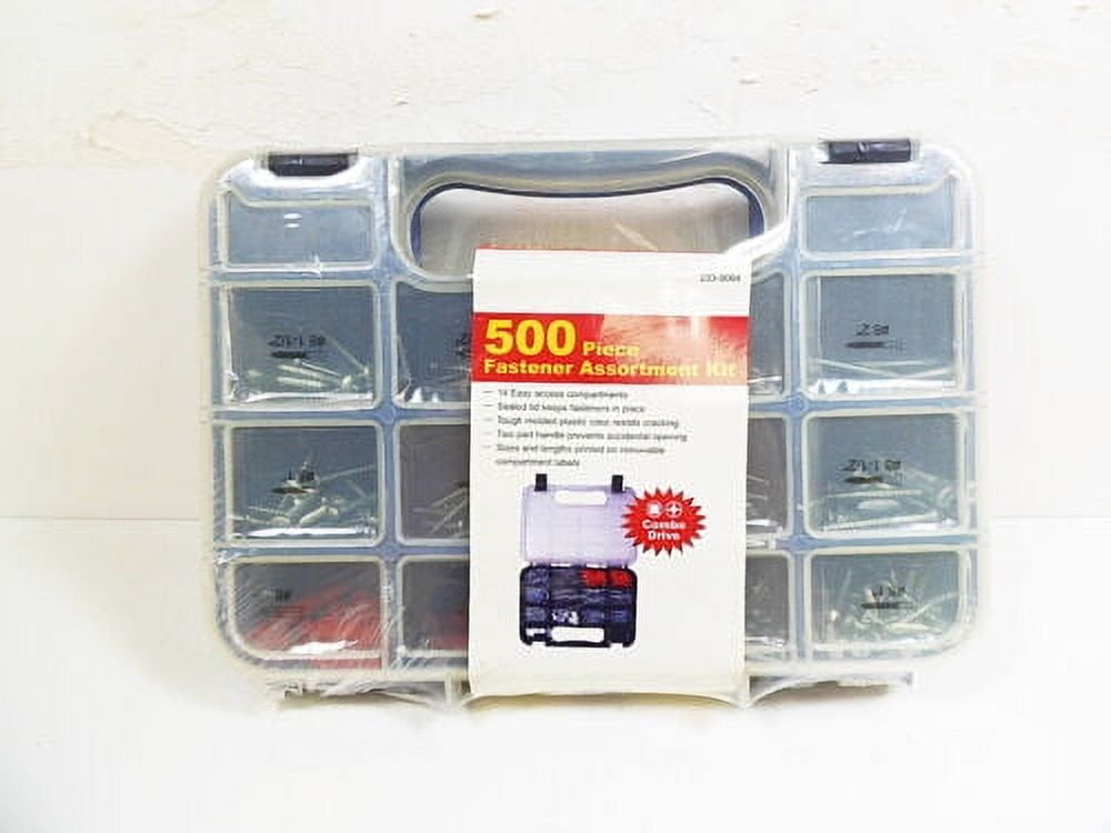 500 Piece Fastener Assortment Kit Kits Screws Nails Washers Anchors