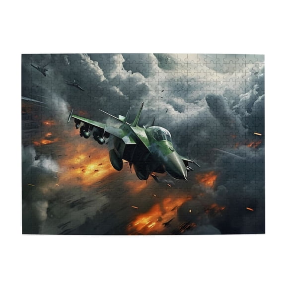500 Piece Fighter Jet Battle Jigsaw Puzzle For Adults – Dramatic Aerial Combat Artwork, Challenging Wooden Brain Game, Relaxing Stress Relief Activity, Great Gift Idea Home Decor