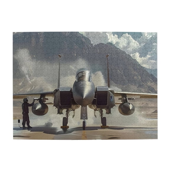 500 Piece Fighter Jet Jigsaw Puzzle For Adults — Captivating Military Aircraft Artwork, Challenging & Relaxing Brain Exercise, Wooden Game For Home Decor, Great Gift Idea
