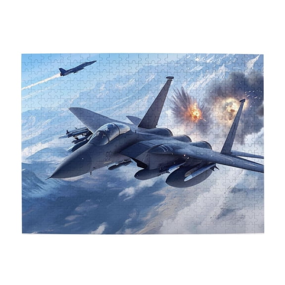 500 Piece Fighter Jet Puzzle For Adults – Epic Aerial Combat Artwork Over Snowy Mountains, Challenging Brain Game, Relaxing Stress Relief Activity, Unique Gift Idea