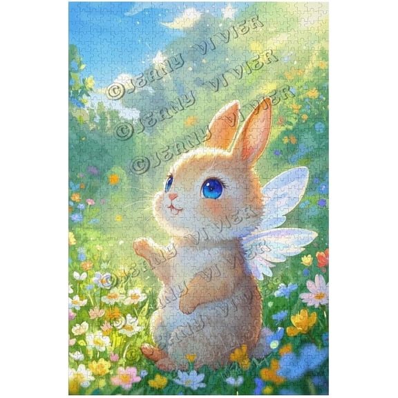 500 Piece Forest Rabbit Jigsaw Puzzle for Adults, Lovely Nature Wildlife Design, Calming Leisure Game, Fresh Home Decor, Cute Animal Lover Gift