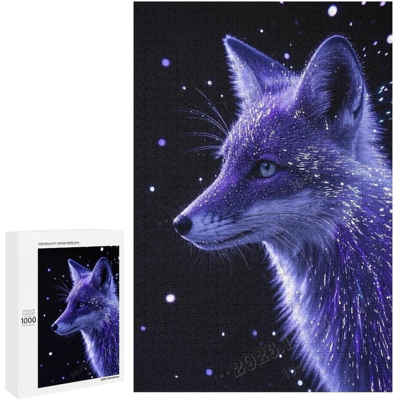 500 Piece Fox with Black Background Puzzle for Adults, 20.5"x15" – Soft-Touch Challenging Jigsaw, Gift