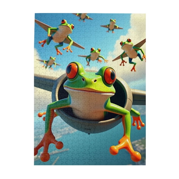 500 Piece Frog Pilot Jigsaw Puzzle For Adults Fun & Challenging Brain Teaser Unique Artwork Great Gift Idea For Puzzle Lovers.