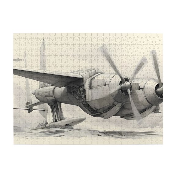 500 Piece Futuristic Seaplane Wooden Jigsaw Puzzle For Adults – Artistic Monochrome Design, Challenging & Relaxing Brain Exercise, Ideal Gift & Home Decor