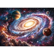 500 Piece Galaxy Space Puzzle for Adults, Solar System Jigsaw with 11 Poster and Letter Hints, Fun Family Game and Home Decor