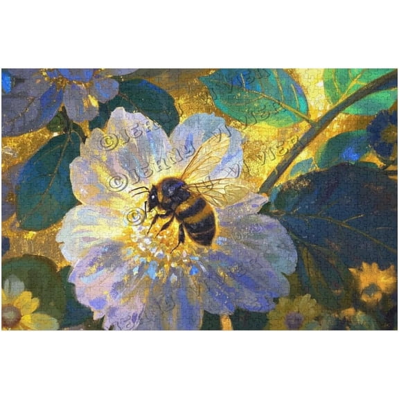 500 Piece Golden Abstract Bee Jigsaw Puzzle for Adults, Exquisite Insect Design, Relaxing Brain Game, Modern Home Decor, Bee Lover Unique Hobby Gift