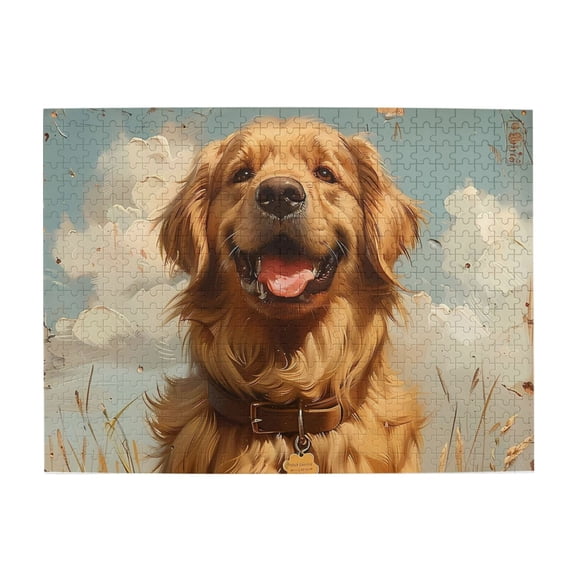500 Piece Golden Retriever Dog Jigsaw Puzzle For Adults – Vibrant Pet Artwork, Challenging & Relaxing Wooden Puzzle, Brain Exercise, Great Gift For Dog Lovers