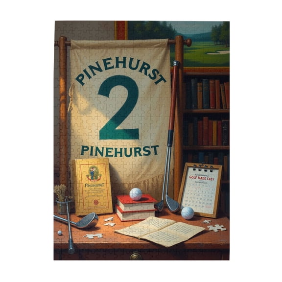 500 Piece Golf Jigsaw Puzzle For Adults Pinehurst No.2 Course Artwork Challenging & Relaxing Puzzle Game Unique Home Decor Gift Idea