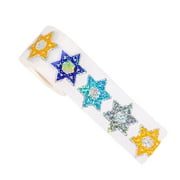500-Piece Hanukkah Colorful Star Stickers, Laser-Cut Waterproof Self-Adhesive, Holiday DIY Gift Wrapping Decor, for Greeting Cards Scrapbooks and Festive Atmosphere Decoration