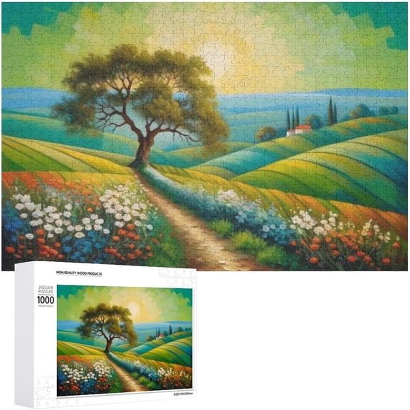 500 Piece Hill Spring Natural Scene Jigsaw Puzzle, 20.5"x15" Large Medium Difficulty Puzzle, Holiday Game Gift for Men Women Family
