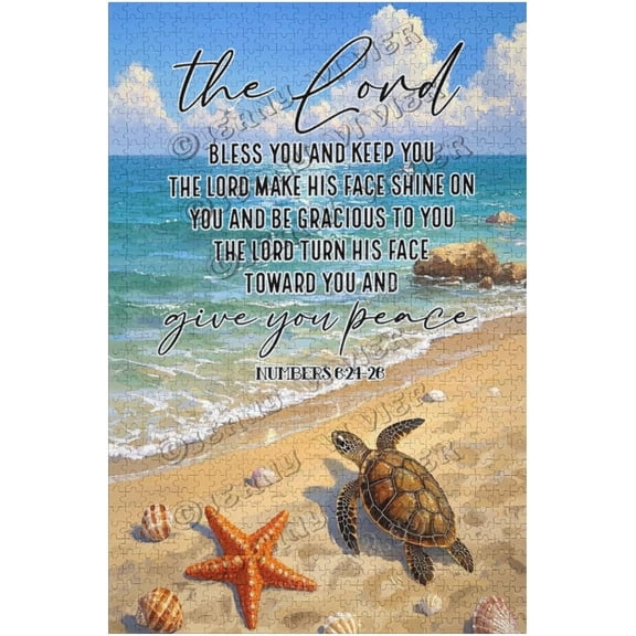 500 Piece Inspirational Turtle Beach Jigsaw Puzzle for Adults, Peaceful Coastal Quote Design, Mindful Relaxing Game, Calming Home Decor, Wellness Hobby Gift