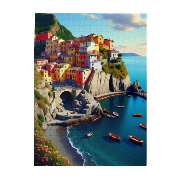 500 Piece Italian Coastal Village Jigsaw Puzzle For Adults – Challenging & Relaxing Seaside Town Puzzle – Vibrant Colors Quality Pieces – Great Gift Idea