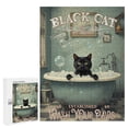 thumbnail image 1 of 500 Piece Jigsaw Puzzle 15" x 21" Finished Size Black Cat Wash Your Paws Artwork - Wood Puzzles - Family Activity Games Home Decor Wall Art - Wooden Puzzles, 1 of 8