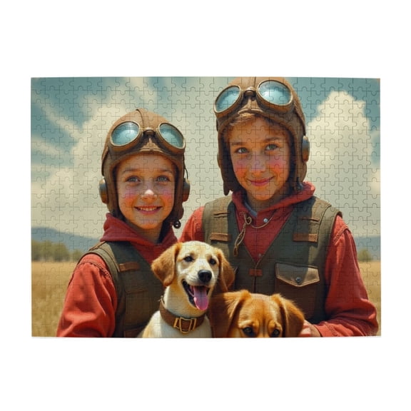 500 Piece Jigsaw Puzzle For Adults Aviator Dogs Cute Dogs In Pilot Gear Challenging And Fun Activity Unique Artwork Great Gift Idea Home Decor 20.5X15In