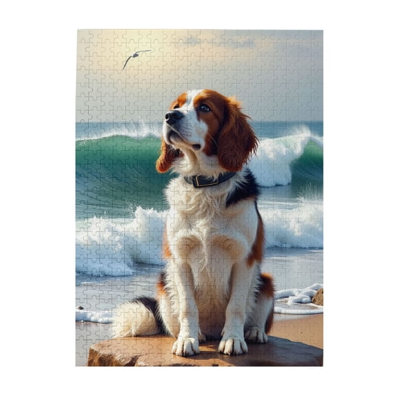 500 Piece Jigsaw Puzzle For Adults Beach Dog Challenging And Fun Activity Ocean Waves Background Jigsaw Puzzles For Adults 500 Pieces Home Decor Unique Artwork Fun Gift Idea