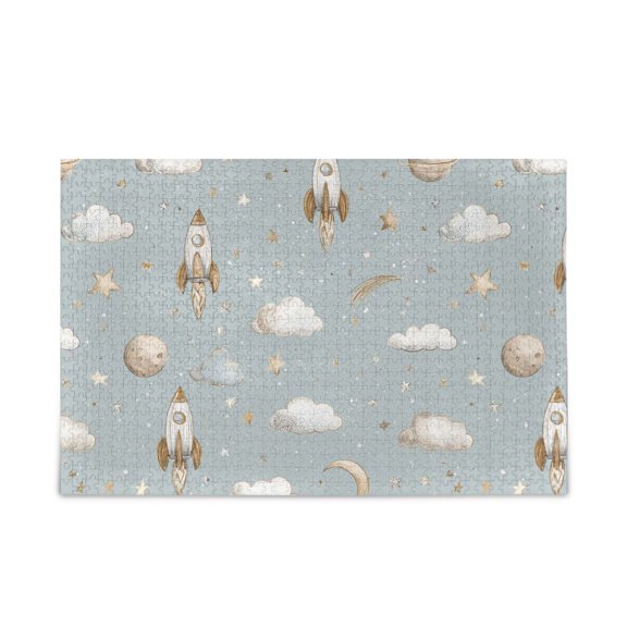 500 Piece Jigsaw Puzzle for Adults Beige and White Rocket Thick Wood-Paper Composite with Letter on Back Tight Interlock Challenging Home Decor Family Game Gift