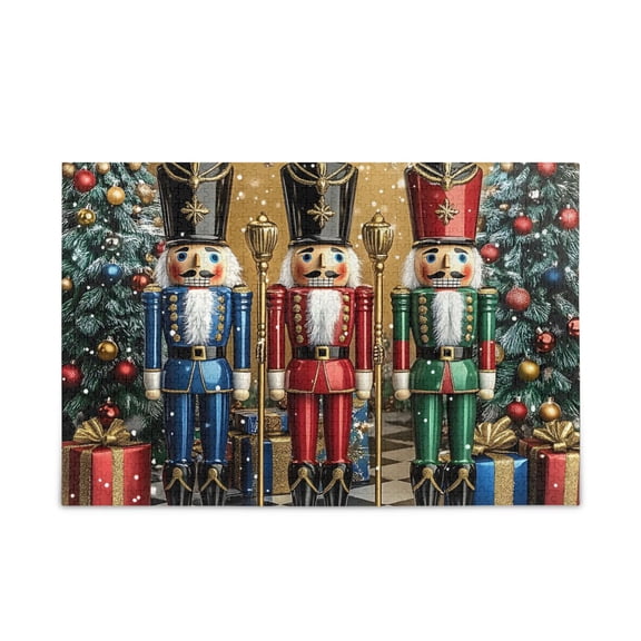 500 Piece Jigsaw Puzzle for Adults Christmas Scene Nutcracker Thick Wood-Paper Composite with Letter on Back Tight Interlock Challenging Home Decor Family Game Gift