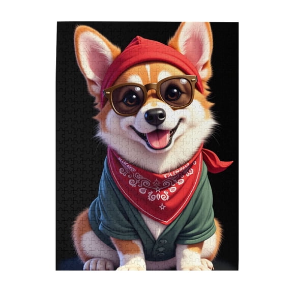 500 Piece Jigsaw Puzzle For Adults Cool Corgi In Sunglasses & Bandana Challenging & Fun Adult Puzzle Unique Artwork Great Gift Idea For Puzzle Lovers & Home Décor