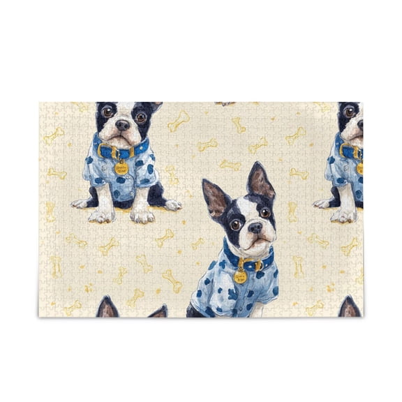 500 Piece Jigsaw Puzzle for Adults Dog with A Blue Collar Thick Wood-Paper Composite with Letter on Back Tight Interlock Challenging Home Decor Family Game Gift