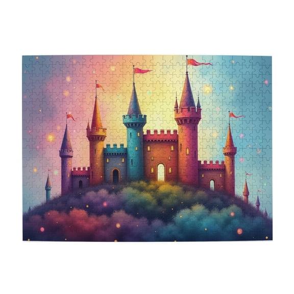 500 Piece Jigsaw Puzzle For Adults Fairytale Castle On A Cloud Magical Castle Fantasy Landscape Whimsical Artwork Challenging & Fun Adult Puzzle Great Gift Idea 20.5X15In
