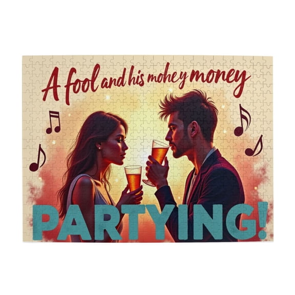 500 Piece Jigsaw Puzzle For Adults A Fool And His Money Partying Challenging & Fun Adult Puzzle Game Unique Artwork Great Gift Idea Home Decor 20.5X15In