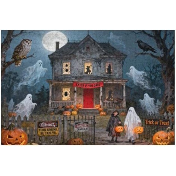 500 Piece Jigsaw Puzzle for Adults - Haunted House Halloween Scene, Fun Gift for Family Game Nights, Challenging Puzzle for Teens and Adults, Relaxing Game for Home Decor