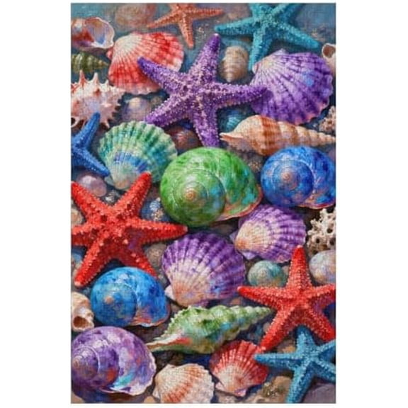 500 Piece Jigsaw Puzzle for Adults, Ocean Seashells and Starfish Theme, Beautiful Beach Scene, Challenging Relaxing Jigsaw for Family Game Nights, Home Dcor Gift, 20.5x15 in