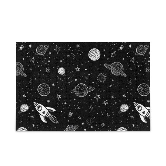 500 Piece Jigsaw Puzzle for Adults Planetary Rockets Thick Wood-Paper Composite with Letter on Back Tight Interlock Challenging Home Decor Family Game Gift