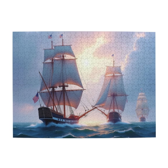 500 Piece Jigsaw Puzzle For Adults Sailing Ships At Sunset Challenging And Relaxing Jigsaw Puzzles For Adults 500 Pieces Nautical Artwork Great Gift Idea 20.5X15In