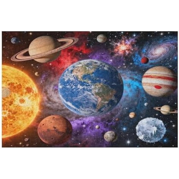 500 Piece Jigsaw Puzzle for Adults - Solar System Planets & Cosmic Space Scene, Vibrant Galaxy & Earth Astronomy Puzzle, Relaxing Brain Game for Space Lovers & Family