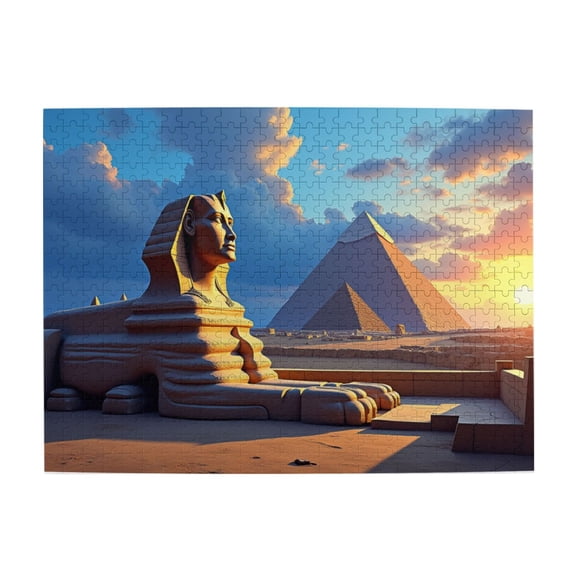 500 Piece Jigsaw Puzzle For Adults Sphinx And Pyramids At Sunset Challenging And Relaxing Adult Puzzle Unique Artwork Great Gift Idea Ancient Egypt Giza 20.5X15In