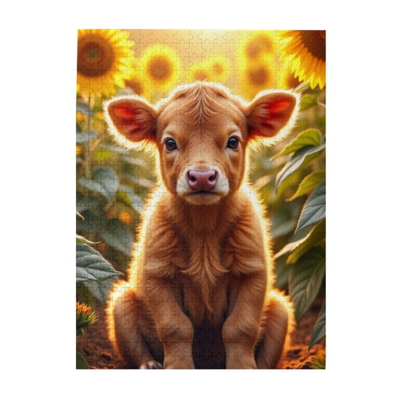 500 Piece Jigsaw Puzzle For Adults Sunflower Calf Challenging And Relaxing Puzzle Game Unique Artwork Great Gift Idea Home Decor Fun For Family Entertainment