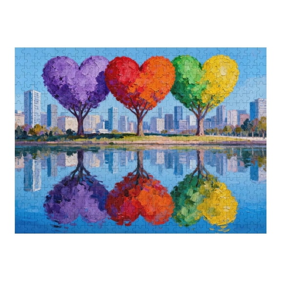 500 Piece Jigsaw Puzzle for Adults Tree of Love Puzzle for Seniors, Challenging Nature Seasons Puzzle, Fun Family Game Night Gift, Large Pieces, Relaxing Home Decor 20.5x15 Inch