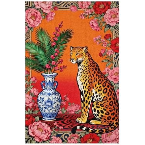 500 Piece Jigsaw Puzzle for Adults, Tropical Leopard Art Design, Vibrant Jungle Animal Puzzle, Relaxing and Challenging Game for Teens and Adults, Unique Home Wall Art Decoration Gift
