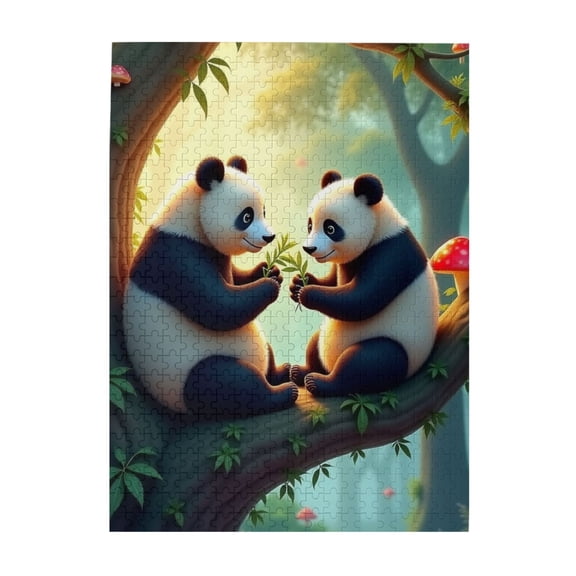 500 Piece Jigsaw Puzzle For Adults Two Pandas Sharing Leaves Adorable Animal Puzzles Relaxing And Challenging Brain Teaser Great Gift Idea For Puzzle Lovers Home Decor
