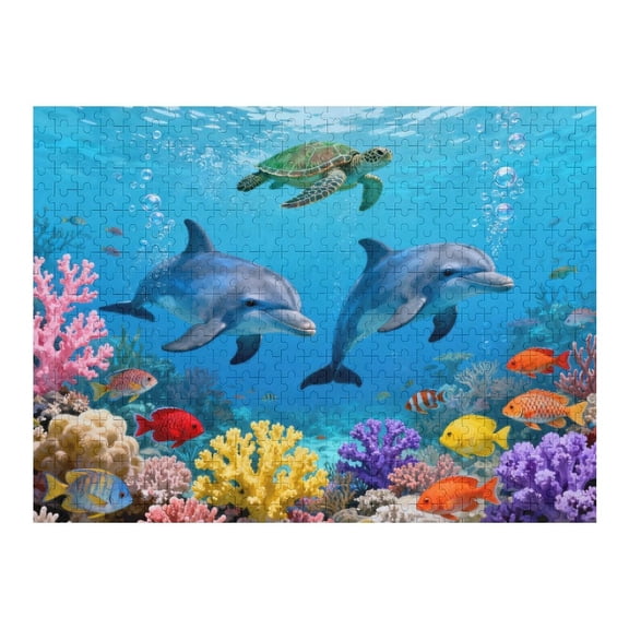 500 Piece Jigsaw Puzzle for Adults Underwater World Puzzle Ocean Theme, Challenging Family Activity Game, Recycled Cardboard Durable Pieces, Gift for Seniors