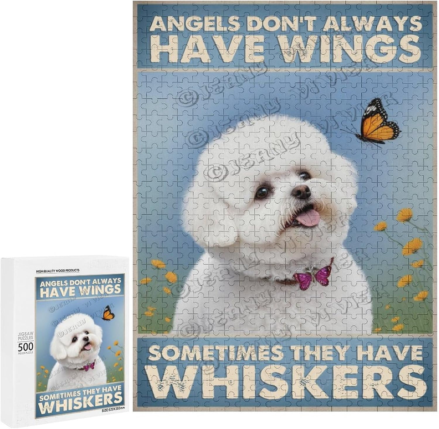 500 Piece Jigsaw Puzzle for Adults - Wood Puzzles - Bichon Frise Dog ...